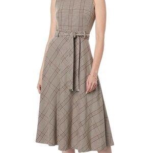 Calvin Klein Checkered Belted Midi Dress
